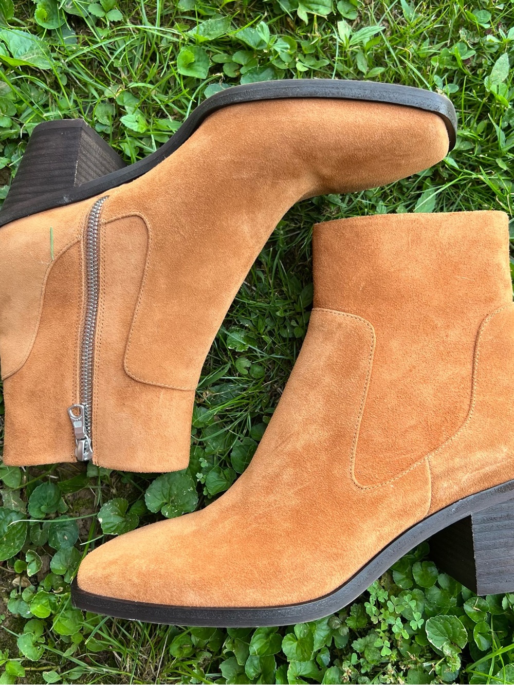 Rag & Bone Suede Ankle Bootie in Camel with Side Zip